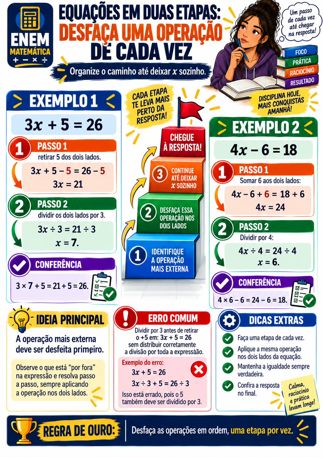 Página visual ENEM Matemática: Equações em duas etapas
