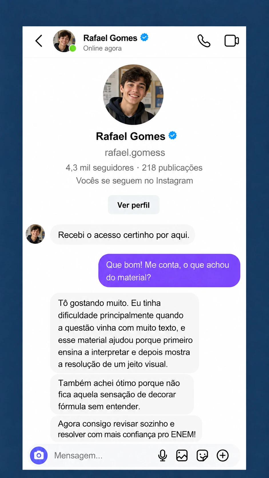 Depoimento de Rafael Gomes sobre o Matemática Visual para o ENEM