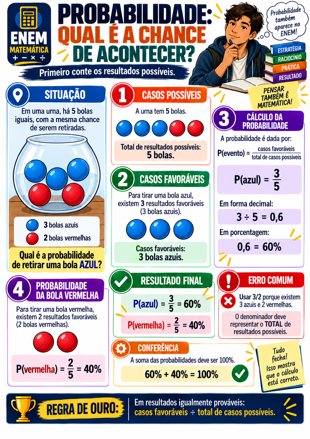 Página visual ENEM Matemática: Probabilidade — qual é a chance de acontecer